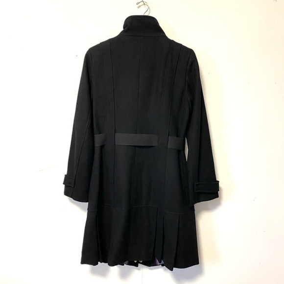 Calvin Klein Black Wool Coat Tailored Midi Trench Old Money Womens 10 Medium - Picture 10 of 14